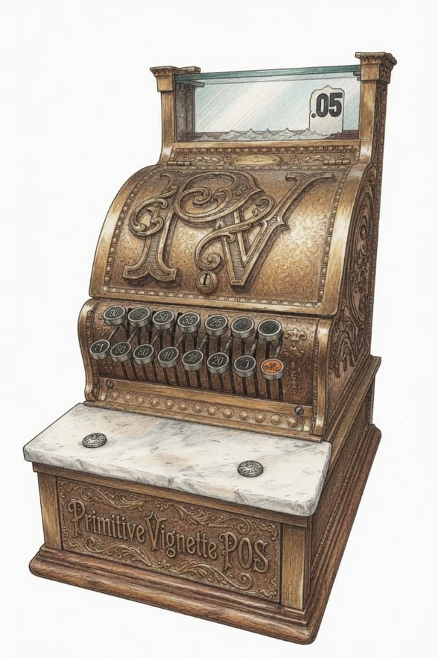 Vintage brass cash register